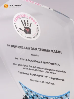 Plakat Akrilik Ucapan Terima Kasih dari Tambang 2005 UPN V Yogyakarta untuk PT Cipta Mandala Indonesia
