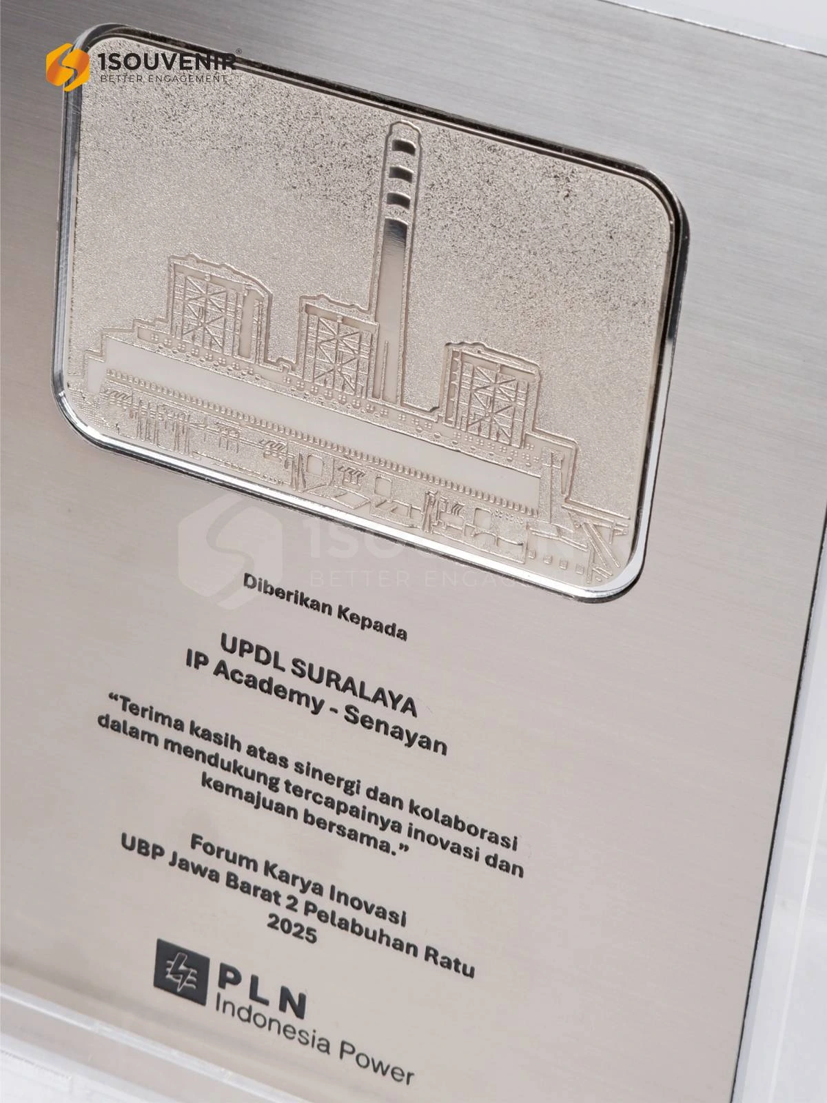 Plakat Logam Forum Karya Inovasi Ucapan Terima Kasih dari PLN Indonesia Power kepada UPDL Surabaya 2 DETAIL-PL346 Plakat Logam Forum Karya Inovasi