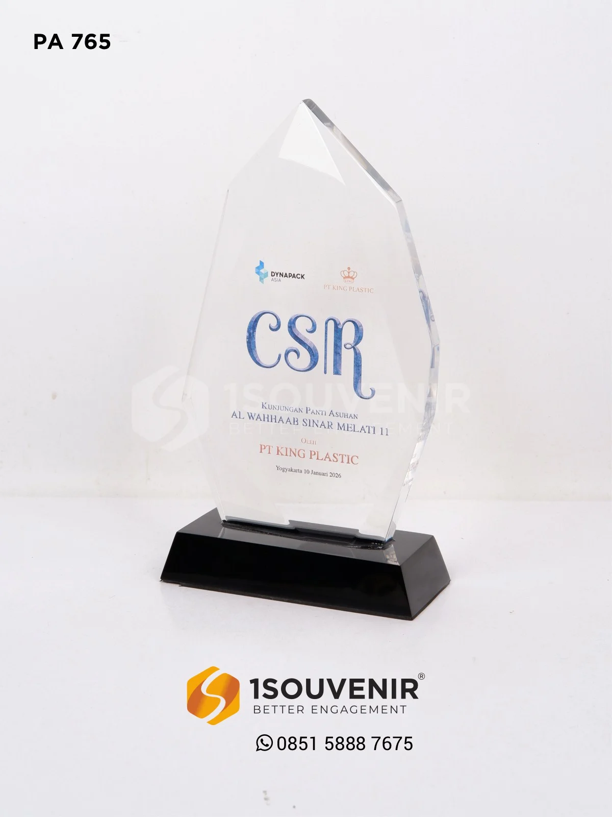 Plakat Akrilik Kenang-kenangan CSR dari PT King Plastic untuk PA Al-Wahhaab Sinar Melati 1 PA765 Plakat Akrilik CSR King Plastic