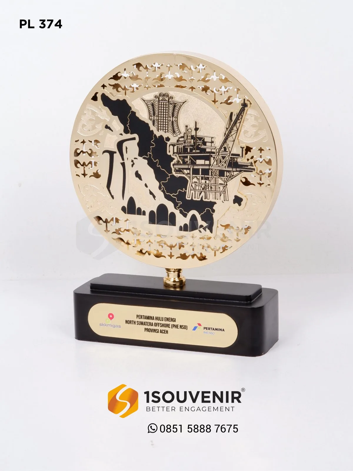 Plakat Logam Bulat Cendera Mata Pertamina Hulu Energi North Sumatera Offshore (PHE NSO) Provinsi Aceh 1 PL374 Plakat Logam Bulat PHE NSO Aceh