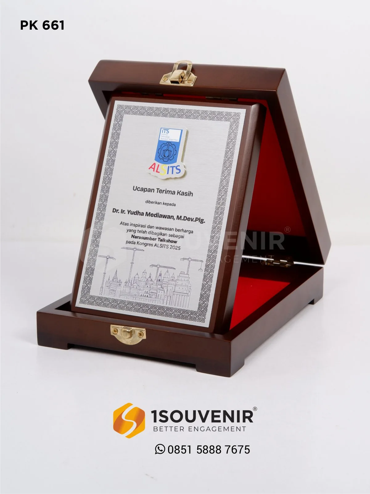 Plakat Kayu Kongres ALSITS 2025 Ucapan Terima Kasih untuk Narasumber Talkshow 1 PK661 Plakat Kayu Kongres ALSITS 2025
