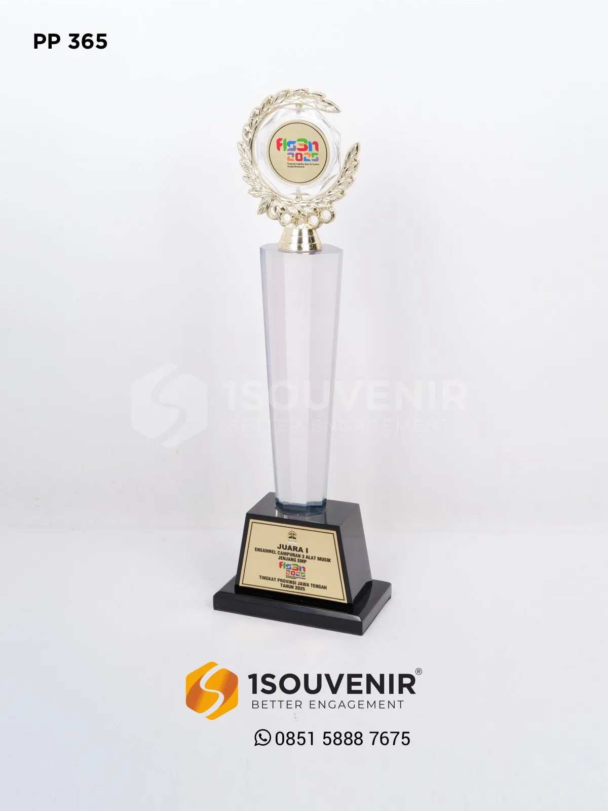 Piala Penghargaan FLS3N Juara I Ensambel Campuran 3 Alat Musik Jenjang SMP Tingkat Jawa Tengah 1 PP365 Piala Penghargaan Ensambel Campuran