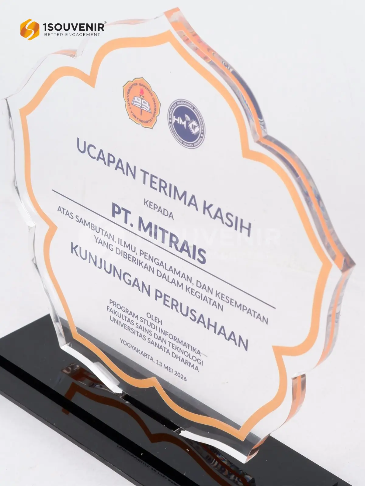 Plakat Akrilik Ucapan Terima Kasih Kunjungan Perusahaan ke PT Mitrais 2 DETAIL-PA824 Plakat Akrilik Kunjungan Perusahaan