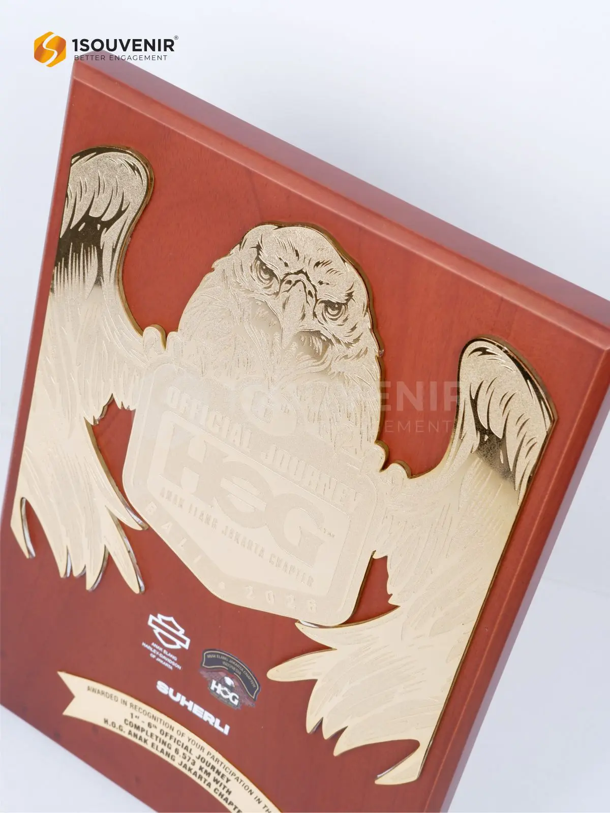 Plakat Kayu Journey Completing 6.573 km with HOG Anak Elang Chapter Jakarta 2 DETAIL-PK713 Plakat Kayu Journey Completing