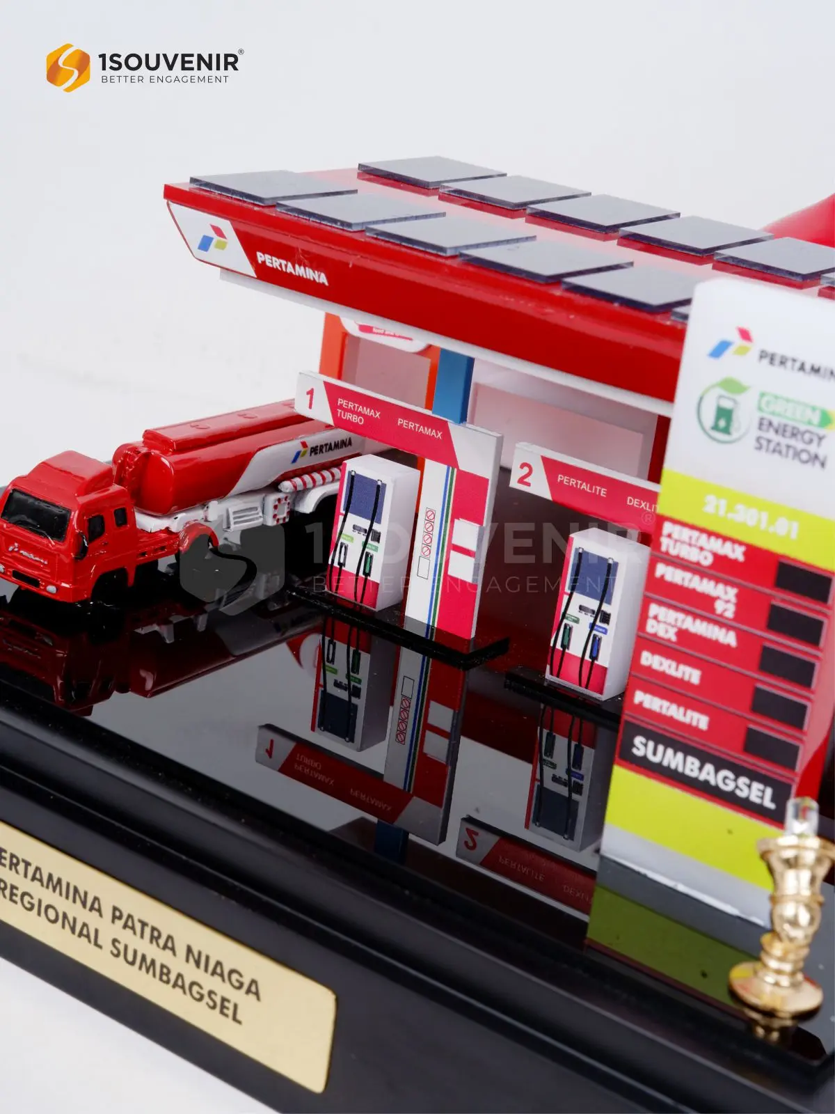 Miniatur SPBU Pertamina Patra Niaga Sumbagsel 2 DETAIL-SM643 Miniatur SPBU Pertamina Patra